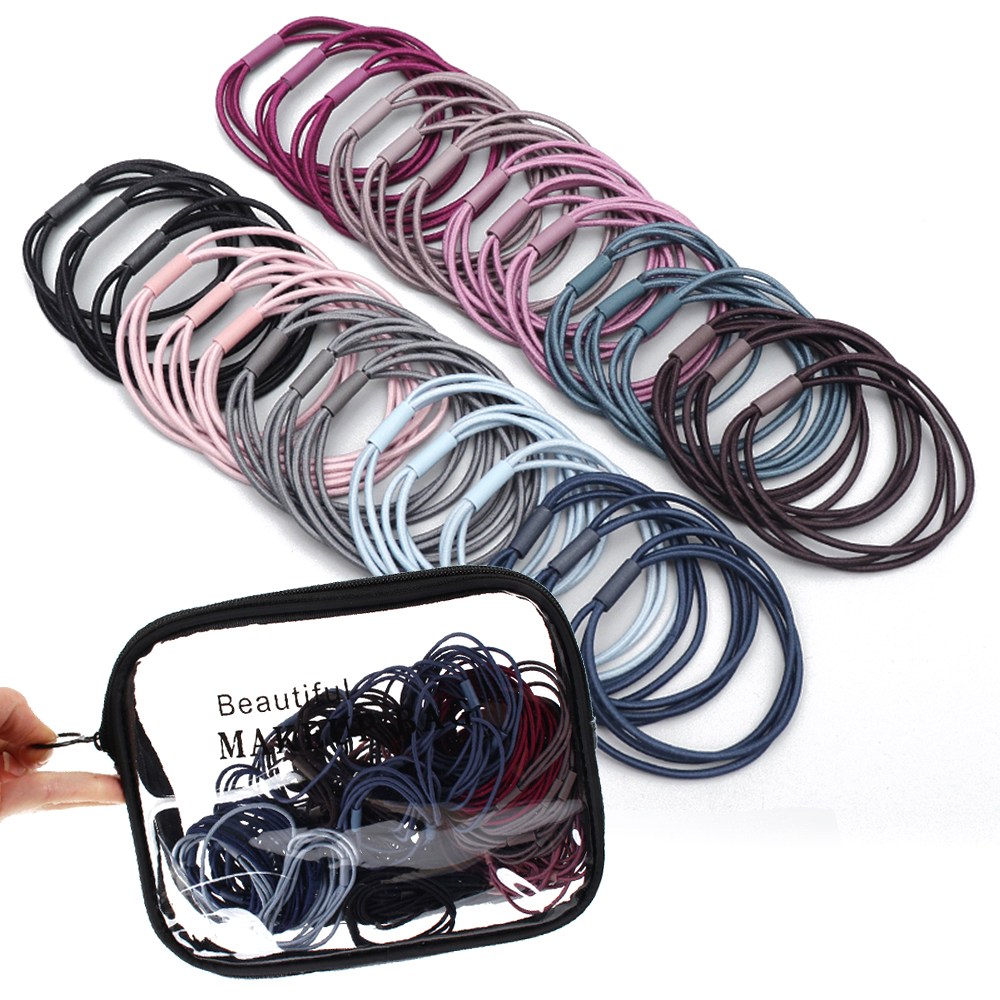 대용량 세줄 머리끈 100개 + 투명 파우치 세트 6,980원