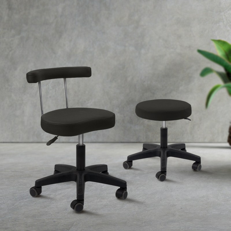 JM 등받이 미용 스툴 보조 의자 BS의자 속눈썹 네일 반영구 진료 진찰, 블랙 77,000원