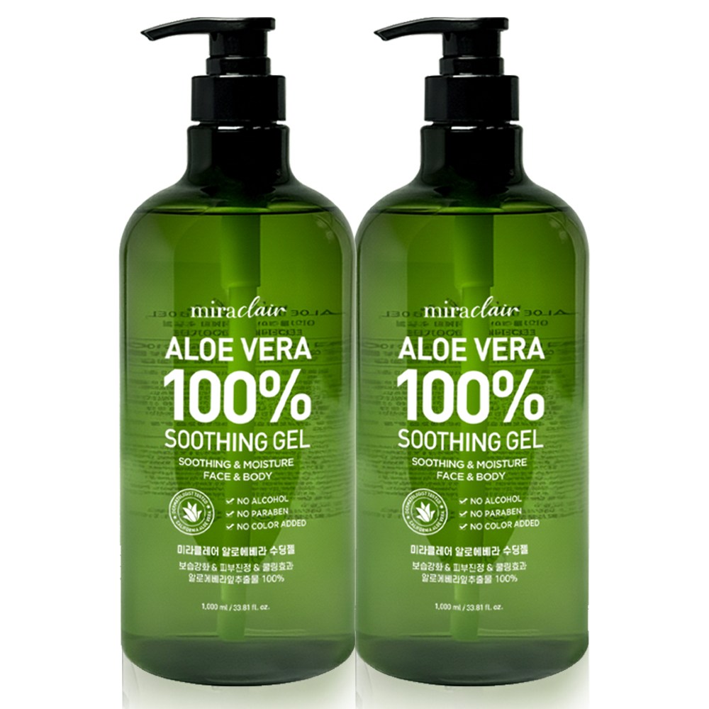 미라클레어 대용량 알로에베라 순도100% 무알콜 수딩젤 수분가득, 2개, 1L 17,490원