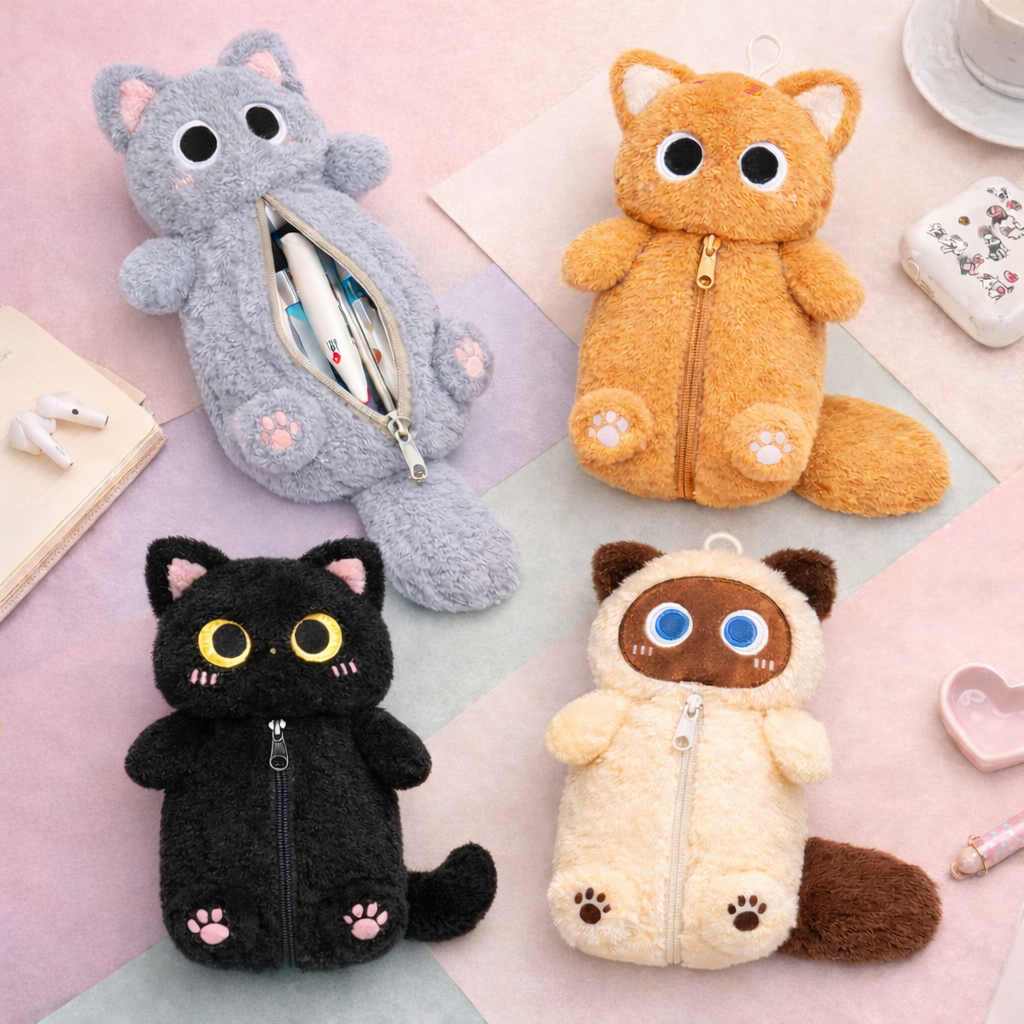 TRIVON 트리본 귀여운 고양이 파우치 4종, 화장품 필통 다용도 9,400원