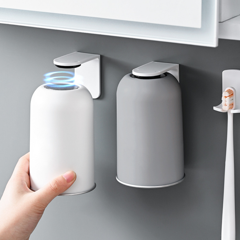 일상채움 물때 걱정없는 무타공 스텐 304 거꾸로 자석 양치컵 세트, 1세트, 그레이+화이트 16,900원