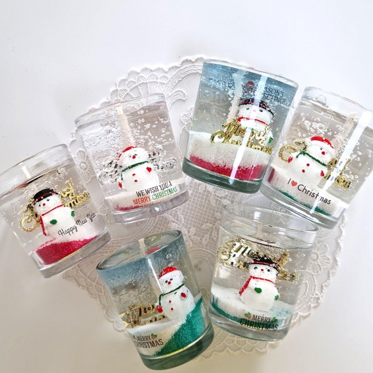 (3온즈 6개만들기) 겨울눈사람-크리스마스 양초 젤캔들 키트 만들기(90ml/6) 28,450원