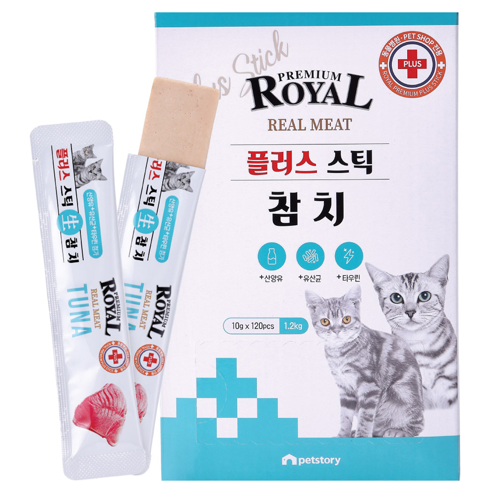 로얄 프리미엄 고양이 플러스 스틱 간식 120p, 참치, 1.2kg, 1개 23,020원