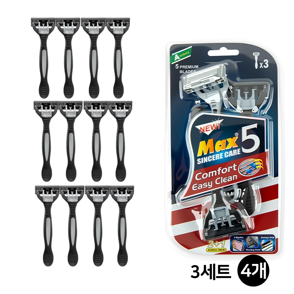 PureEdge 5중날 대용량 가성비 12EA 일회용 면도기 쉐이빙폼 3EA 포함 19,980원