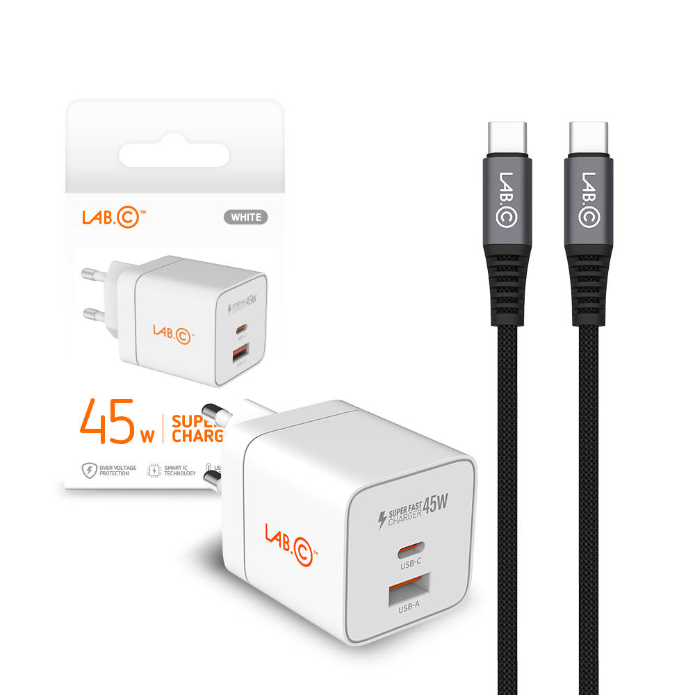 랩씨 45W PD PPS 멀티 2포트 초고속 충전기 + 3m 케이블 세트 26,800원