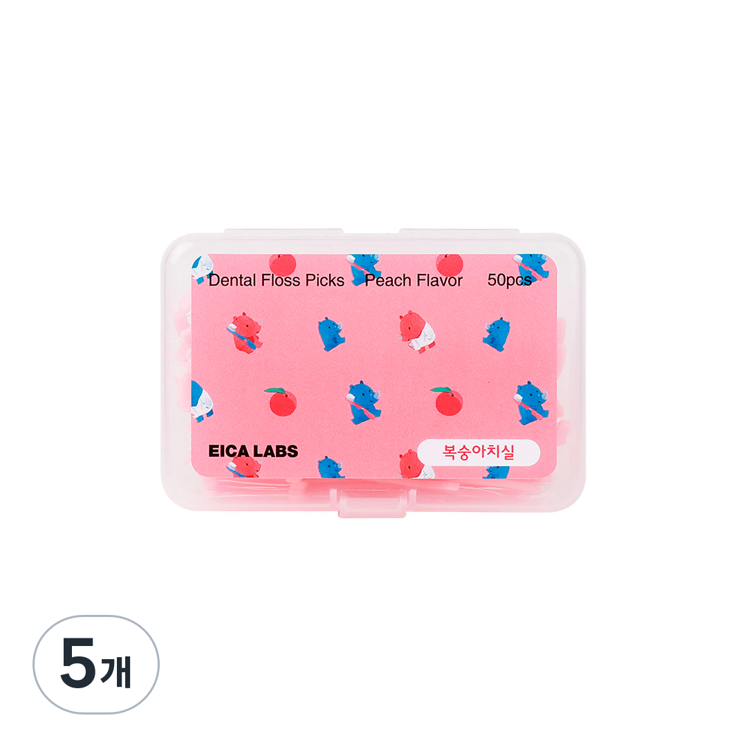 에이카랩스 성인 유아 어린이 복숭아 일회용 치간 치실, 5개, 50개입, 7.3cm 20,810원