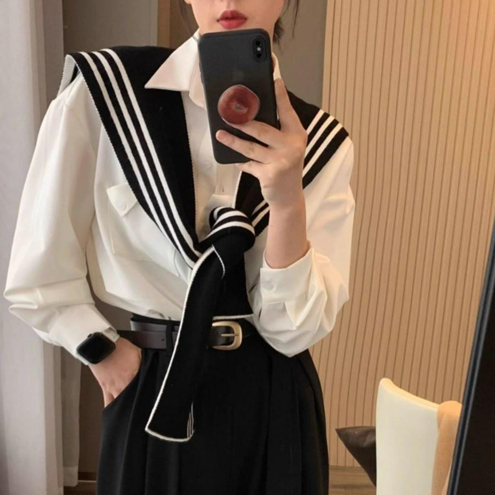 해피파이 스트라이프 양면 니트 숄 가디건 13,900원