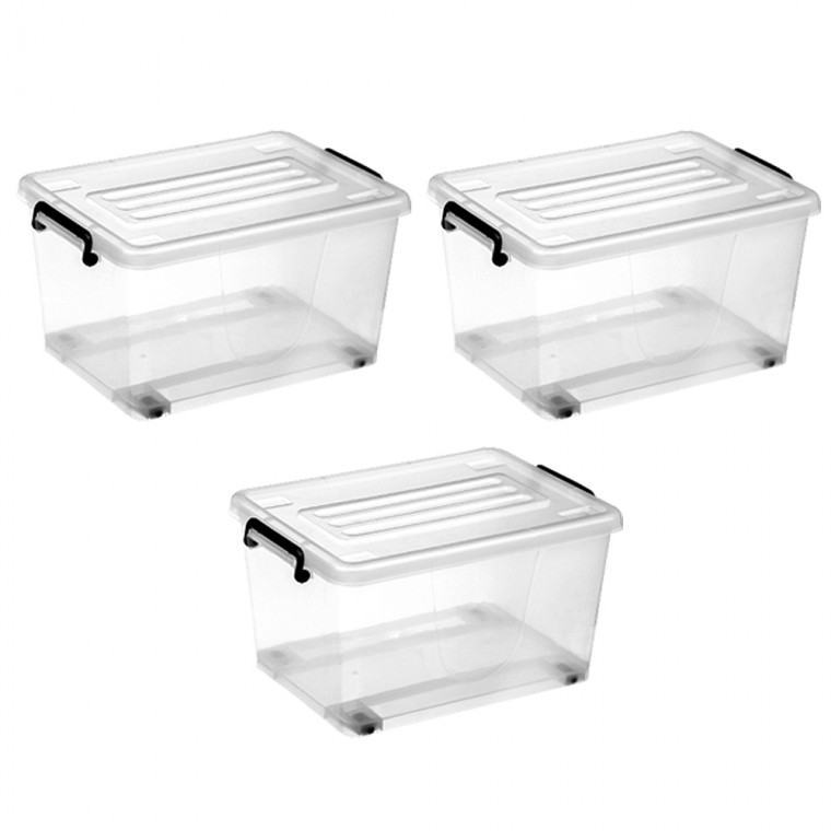 푸름살림 현진 멀티 투명 플라스틱 리빙박스 40리터3개 옷수납정리 이불정리함 다용도정리함 84,780원