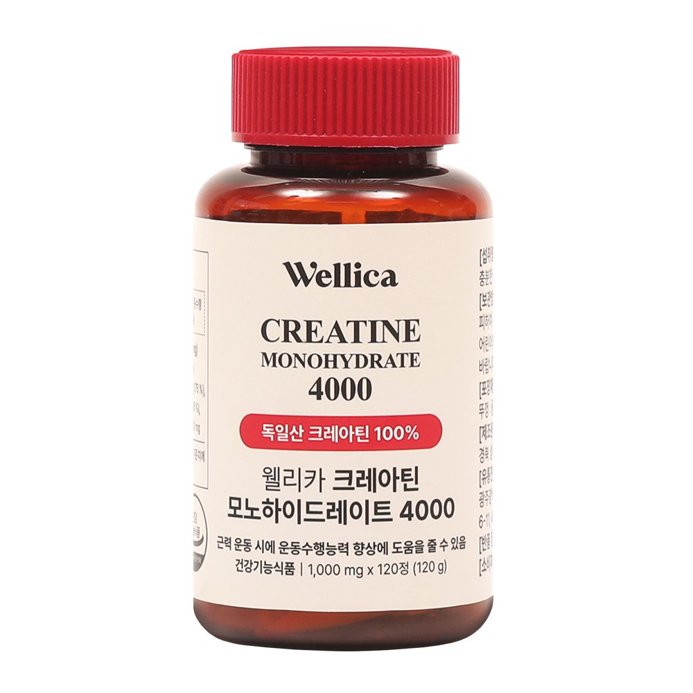 웰리카 프리미엄 크레아틴 모노하이드레이트 4000, 1개, 120정 38,900원