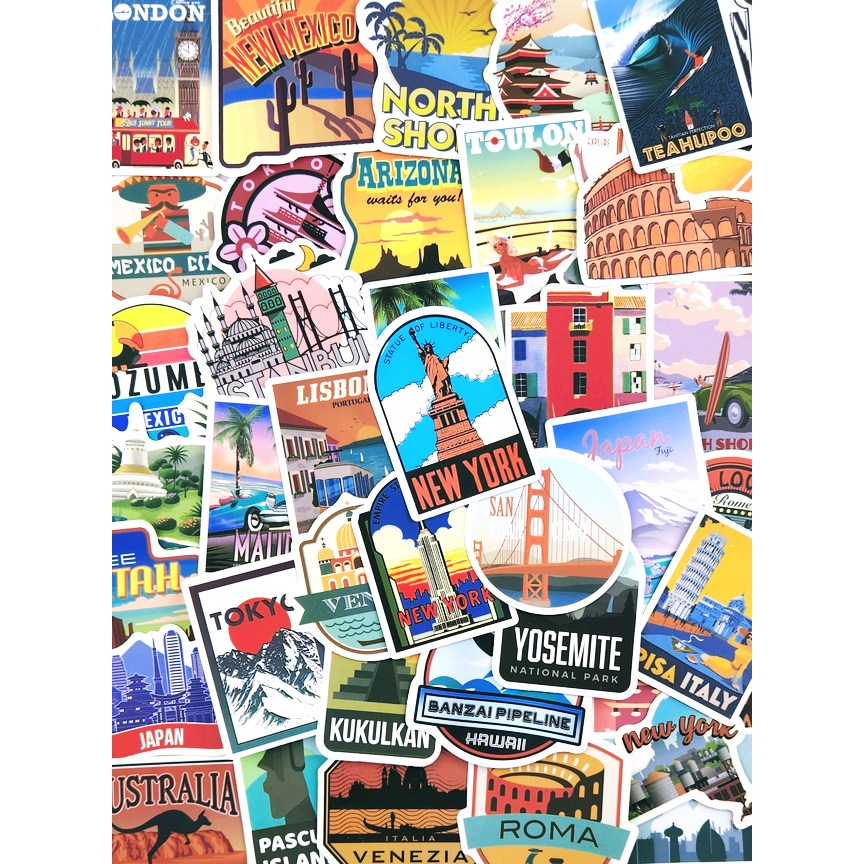 코요아칸 여행스티커 세트 빈티지 다꾸 다이어리 노트북 캐리어꾸미기 5,900원