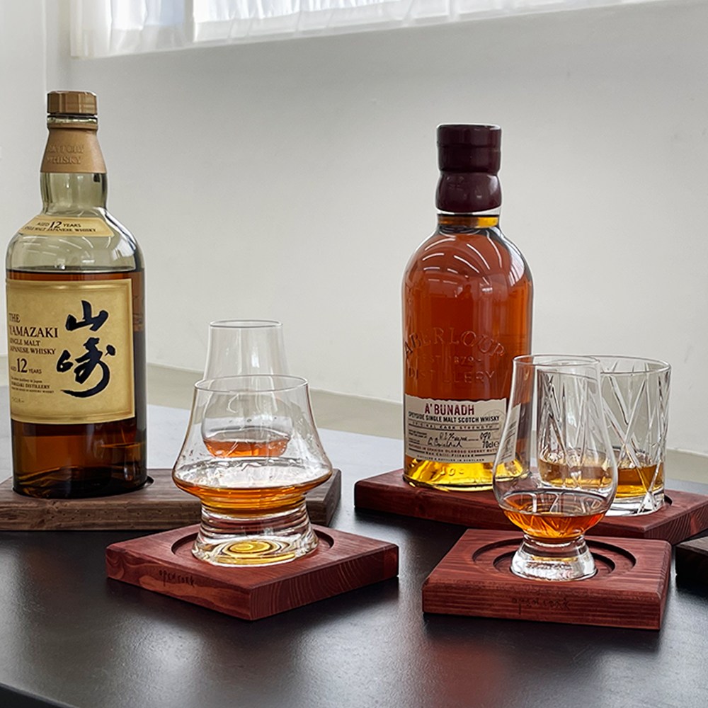 몹 [MOP] 원목 티코스터 미우새 윤시윤 위스키 잔받침 컵받침 와인 홀더 우드, 체리우드, 1개 24,900원