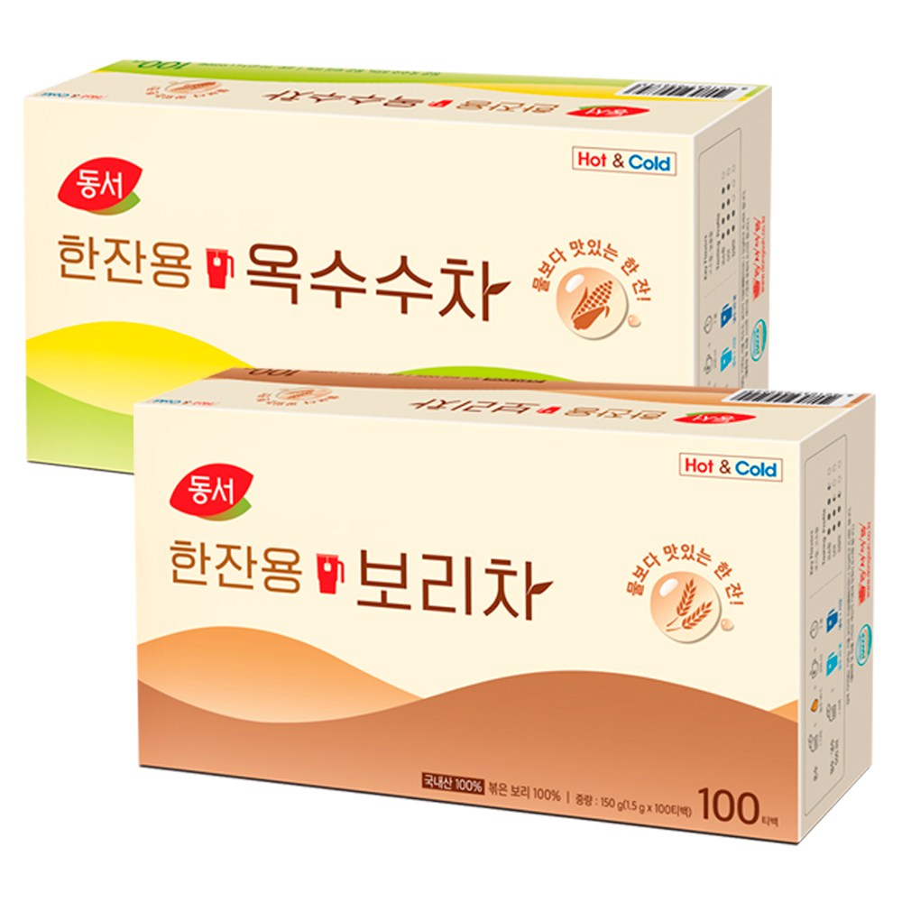 동서 한잔용 옥수수차 100T+한잔용 보리차 100T 티백차 14,500원