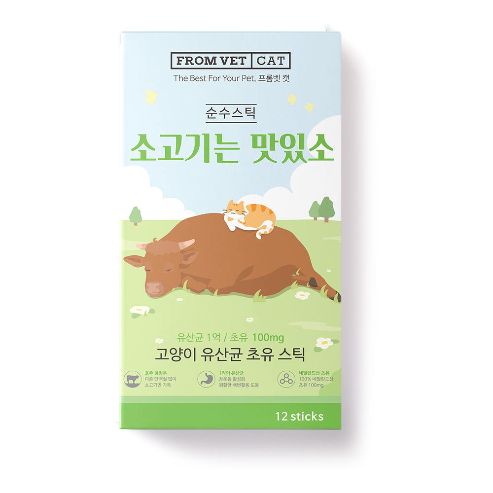 프롬벳 고양이 순수스틱 소고기는 맛있소 프로바이오틱스 초유 스틱 12g x 12p 11,800원