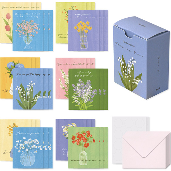 모노라이크 Olivias Flowers Ver1 데이바이데이 카드 12종 x 3p + 봉투 36p + 스티커 36p 세트 14,480원