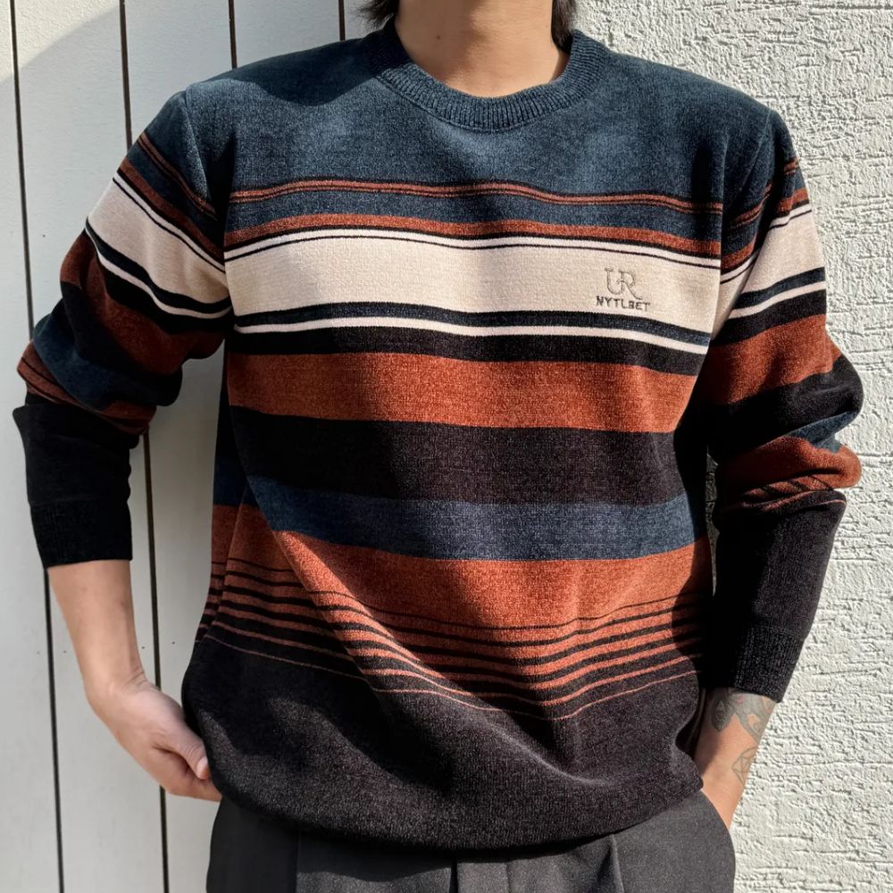 코엑티 남성 겨울 두꺼운 리치 벨벳 셰닐 라운드 스웨터 31,900원