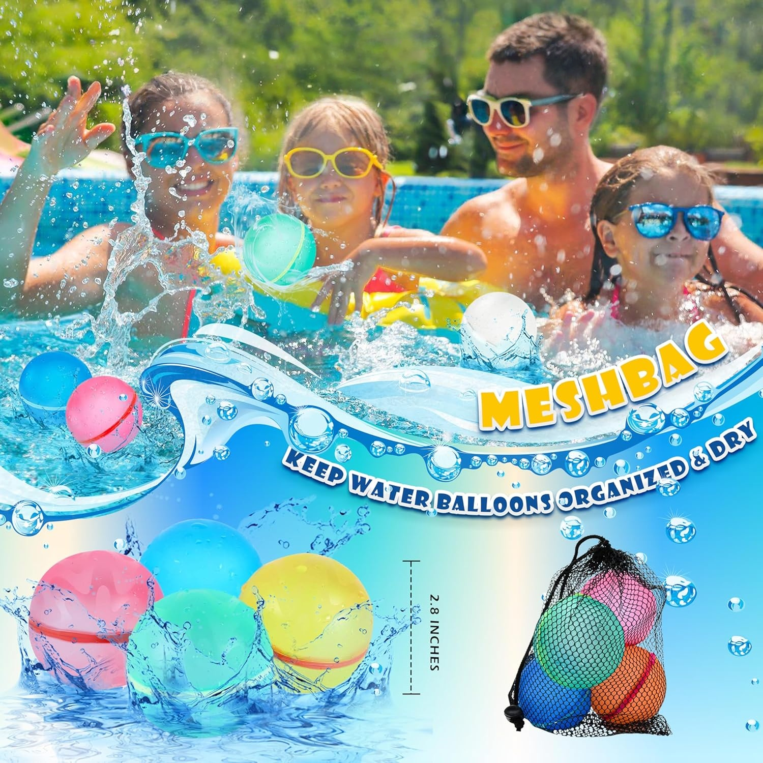 재사용가능 자석 물풍선 실리콘 워터볼 6p 세트, 6개, 다색, 6cm 16,980원