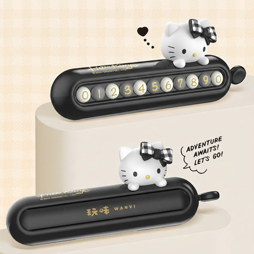 몽그루 헬로키티 자동차 주차 번호판 블랙,차량용 듀얼 안심번호 전화번호판 16,730원