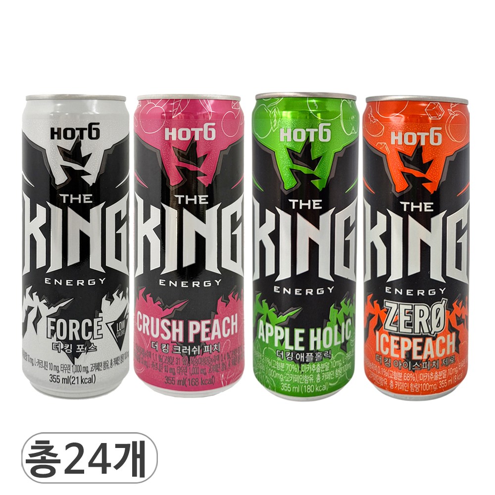 핫식스 더킹 포스 & 크러쉬피치 & 애플홀릭 & 아이스피치 제로 4가지맛 혼합 에너지드링크 25,600원