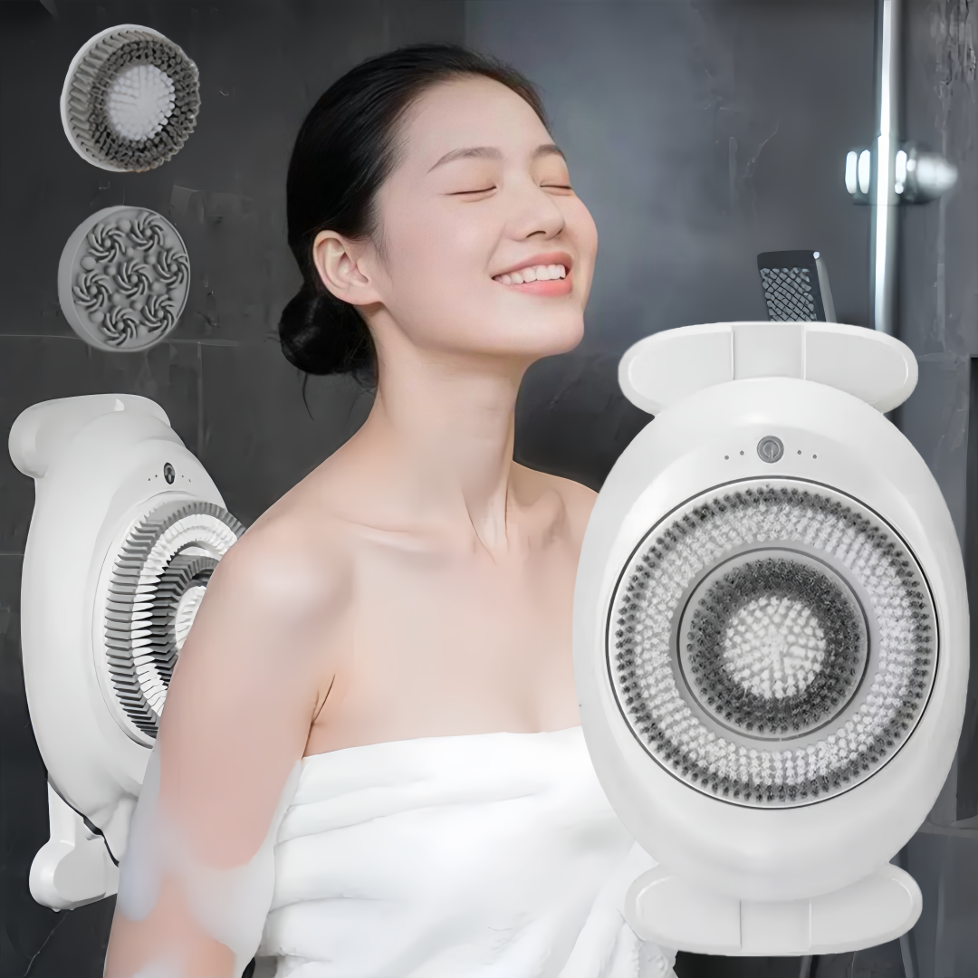 Mochae 때밀이 벽걸이 자동 전동 때밀이 충전식 4단 조절 마사지 클렌징 IPX7급 전신 방수 탈부착 브러쉬 등때밀이 66,800원