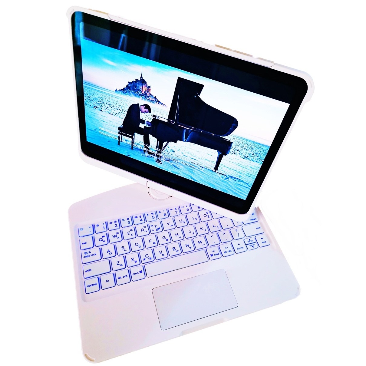 아이패드 호환 360 회전 매직키보드 에어4/5 10.9/ 에어6/7 프로 1/2/3/4세대 11인치, 화이트, 1개 117,000원