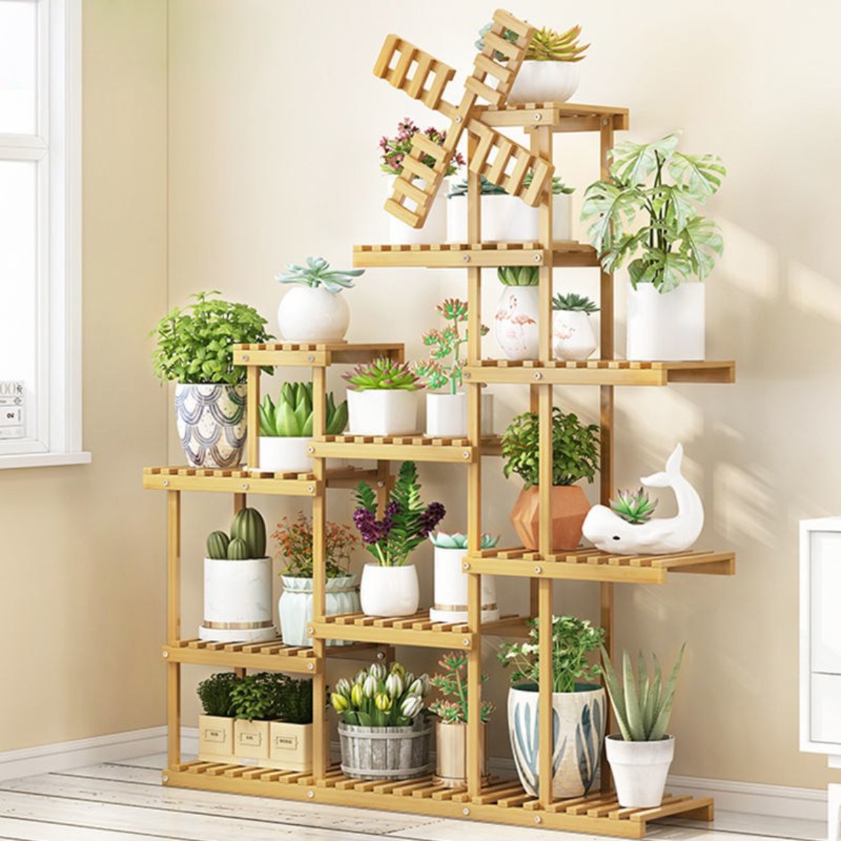 리빙 거실 화분 정리대 베란다화분대 멀티탑 화분 정리 선반 대나무 거실 화분선반 49,900원