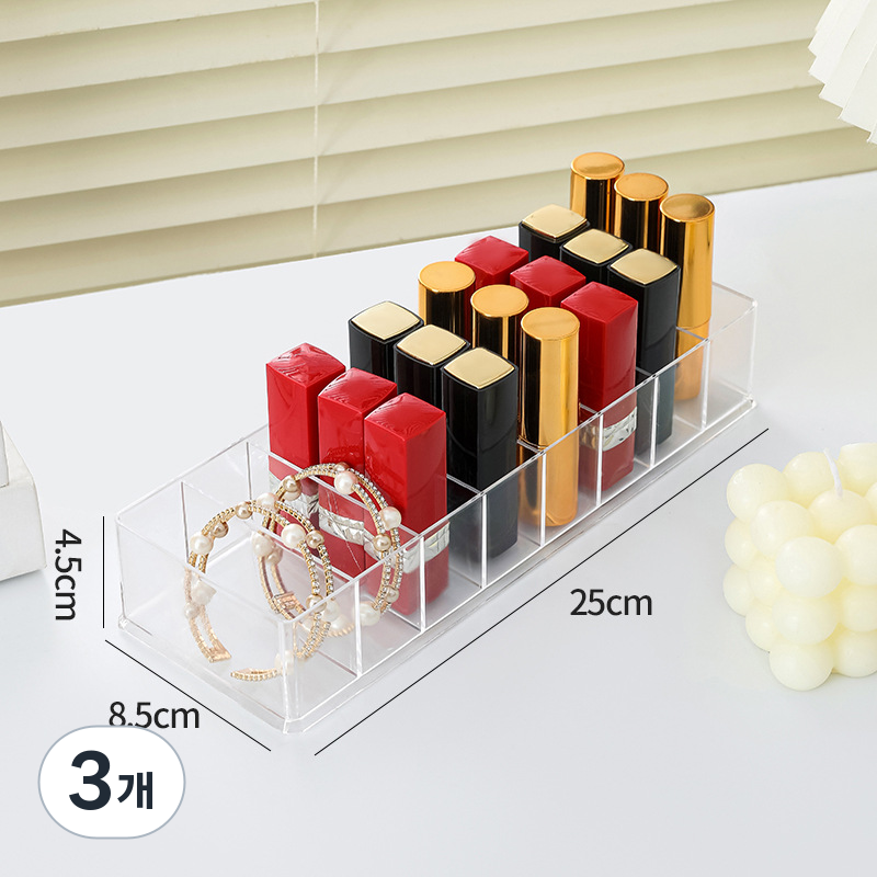 아크릴 수납함 책상 다기능 립스틱 새도우 정리함 8칸, 3개, 투명색 11,800원
