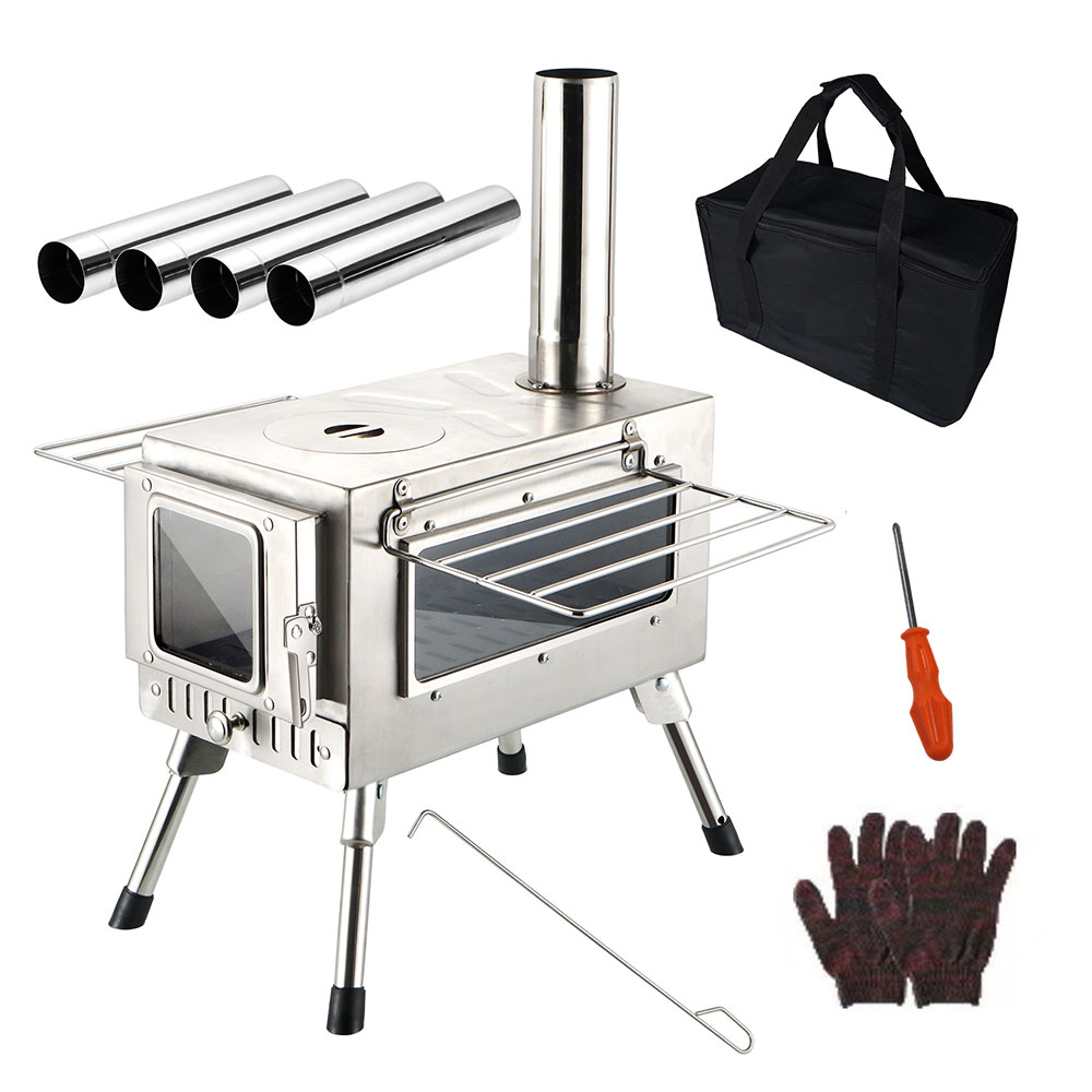 Tooliva 감성 캠핑 화목난로 불멍 미니 화로대 스테인리스 휴대용 실내외 가방 증정, 원형다리형 187,000원