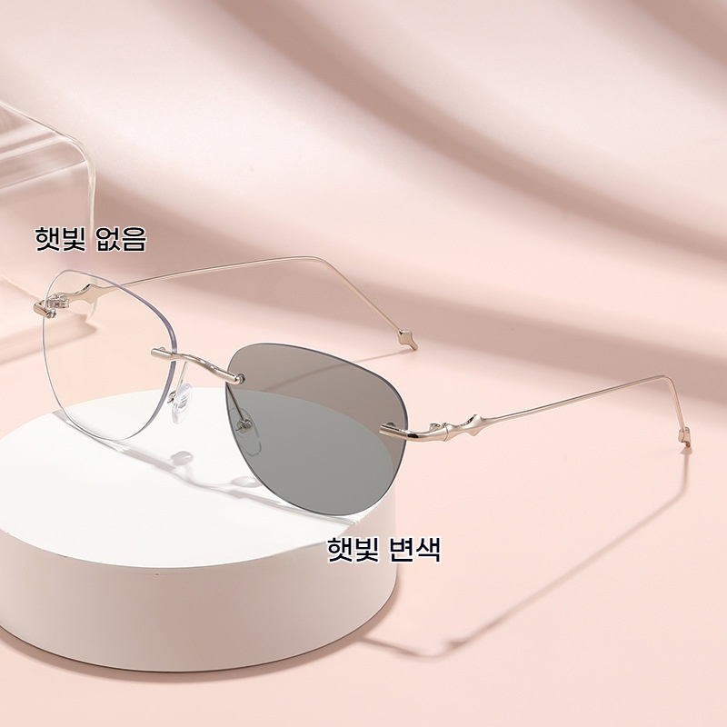 DZX 남녀공용 변색 블루라이트 자외선 차단 안경 초경량 무테 패션 선글라스,안경천+안경집 15,820원
