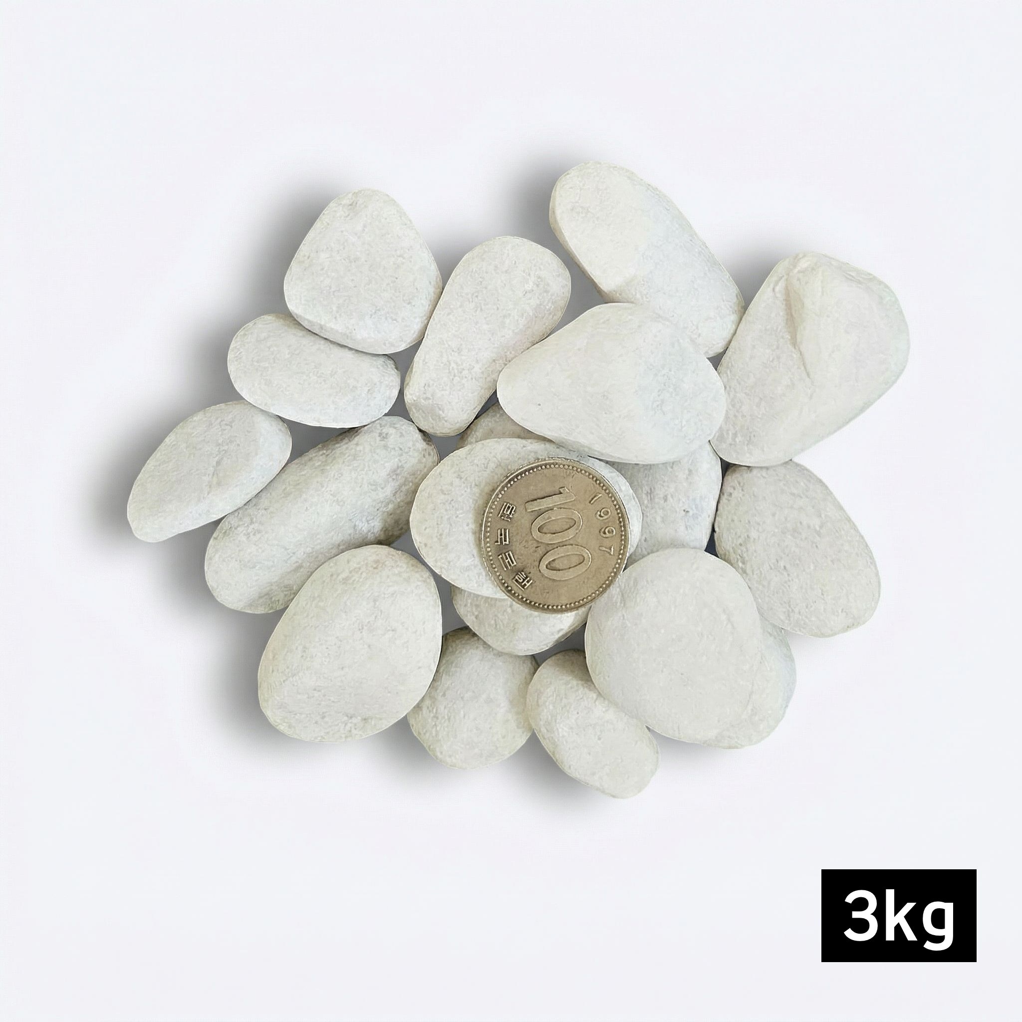 고급 백자갈 해미석 화이트, 1개, 20-30mm 3kg 8,500원