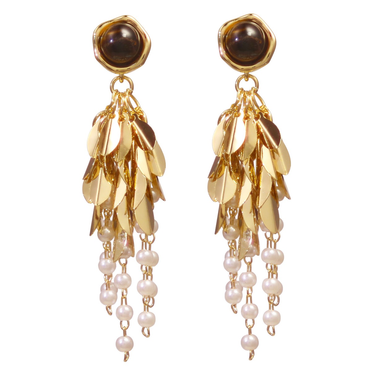 WICKM 기질 작다 진주 태슬 여성 귀걸이 호안석 메탈 스팽글 14K 도금 S925 은침 알레르기 방지 33,800원