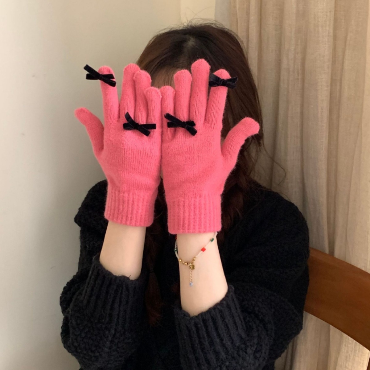 드로우데이즈 리본 포인트 스마트터치 장갑 여성 손가락 장갑 6colors 13,400원