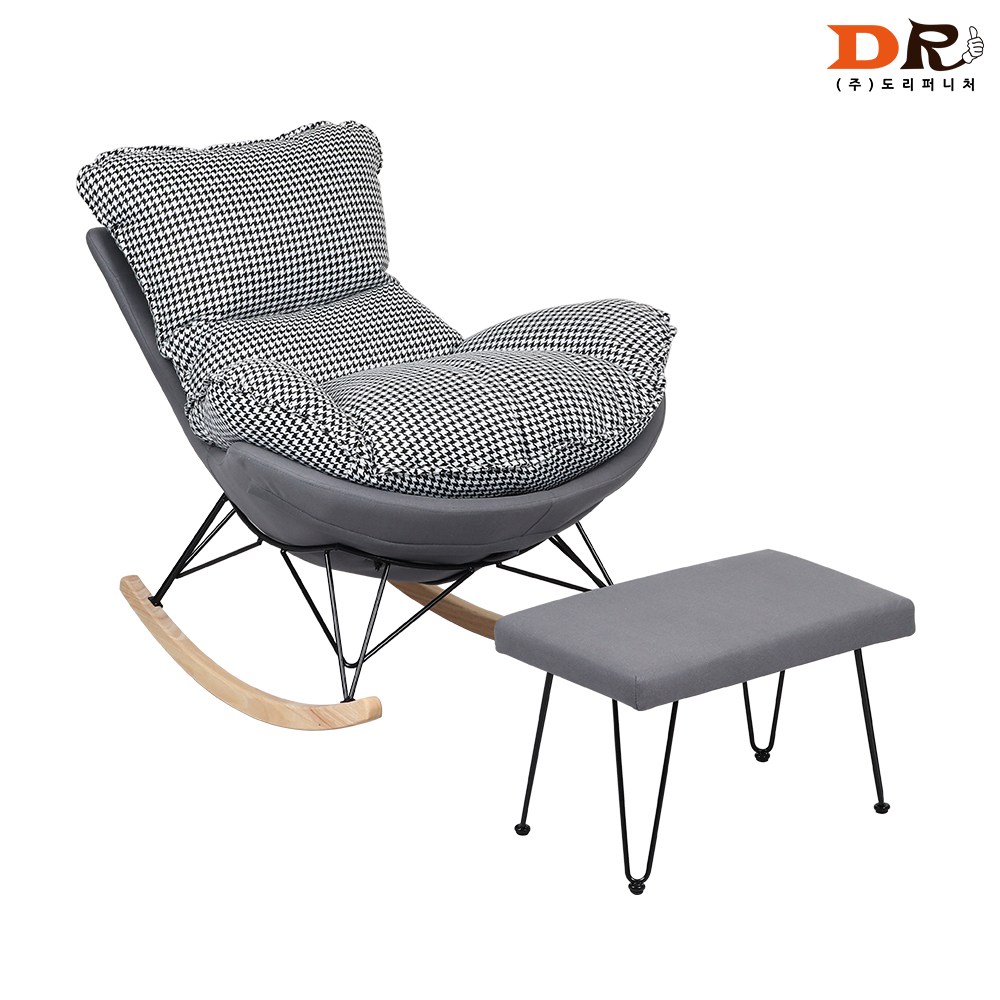 도리퍼니처 로니에 의자 / 체크 흔들 1인 안락 소파형 업소 인테리어 카페 커피숍 체어 222,000원