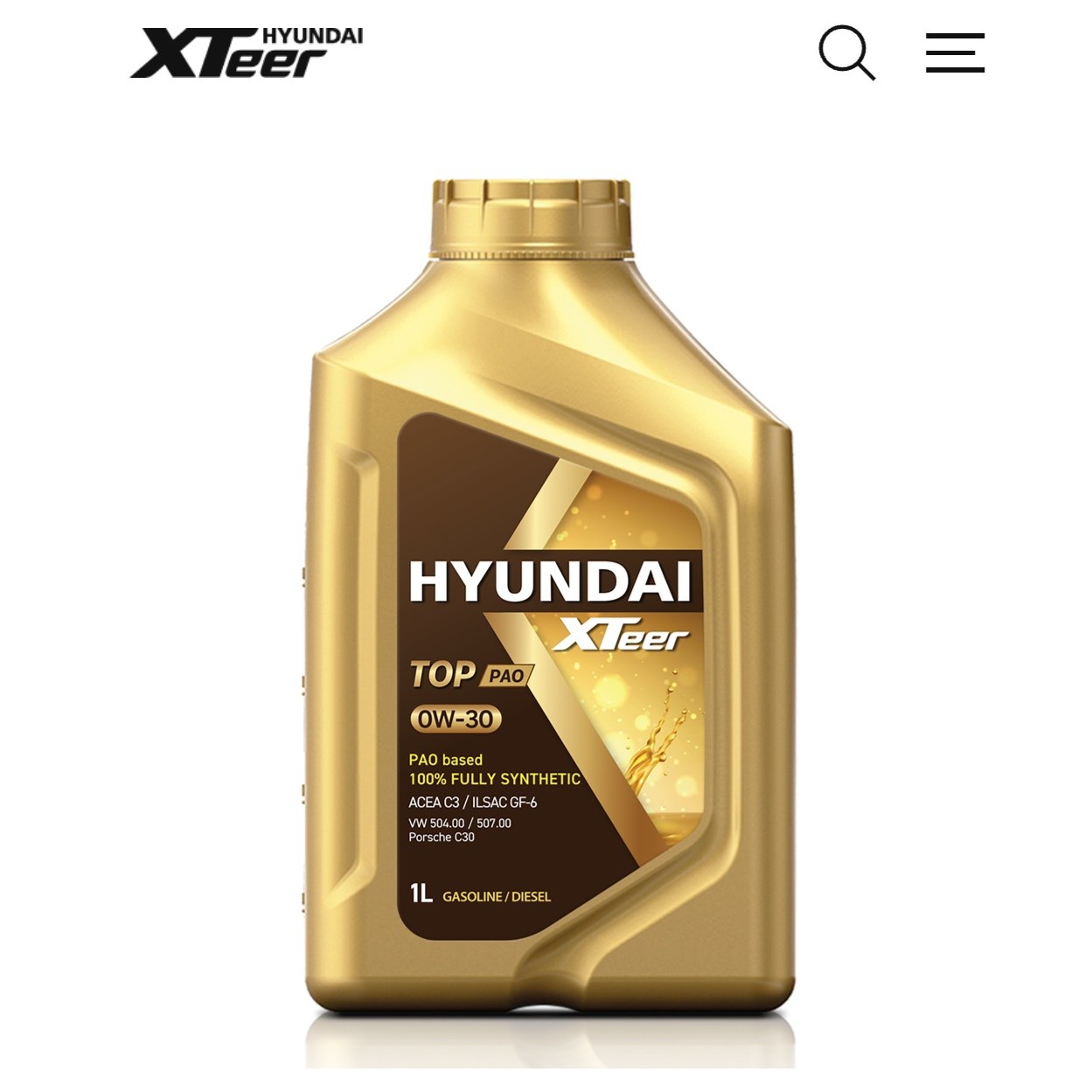 현대 엑스티어 TOP PAO 0W-30 1리터 100% 합성엔진오일, 1개, 0w30, 1L 11,900원