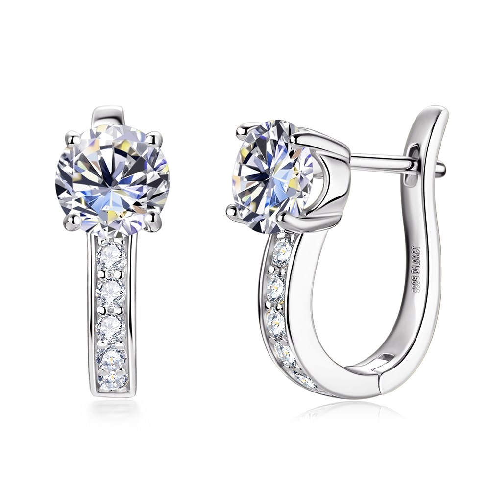 1캐럿 모이사나이트 925 순은 14K도금 귀걸이 여성 패션 정교함 U자형 귀걸이 주얼리 생일 선물 91,000원