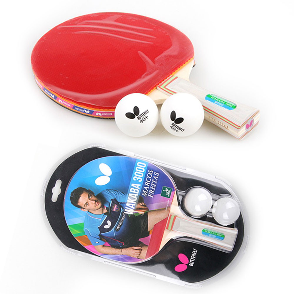 쉐이크핸드 탁구라켓1p + 공2P 버터플라이 NEW와카바 3000 FL그립 공인러버 완제품, 1개, 쉐이크, 현재가 43,900원