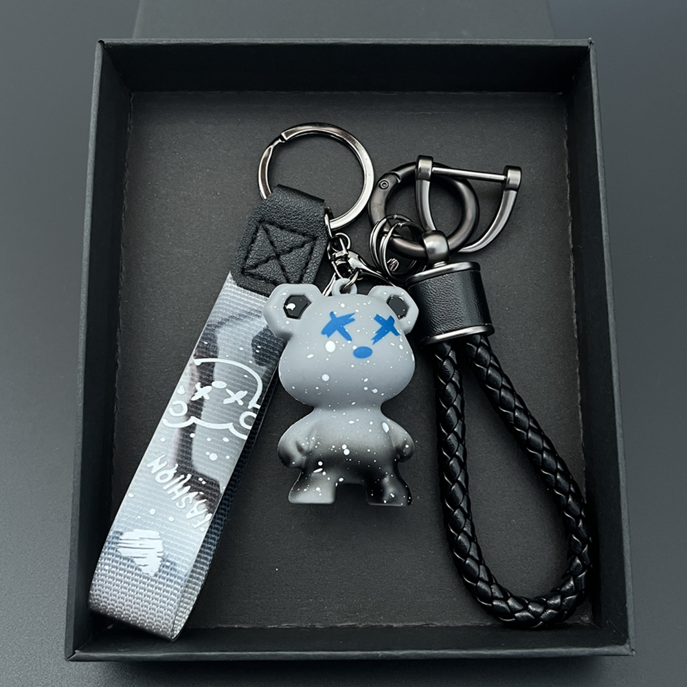 다은랜드 그라데이션 스트랩 슬래시 귀여운 곰돌이 열쇠고리 자동차키링, 그레이핀, 1개 11,210원