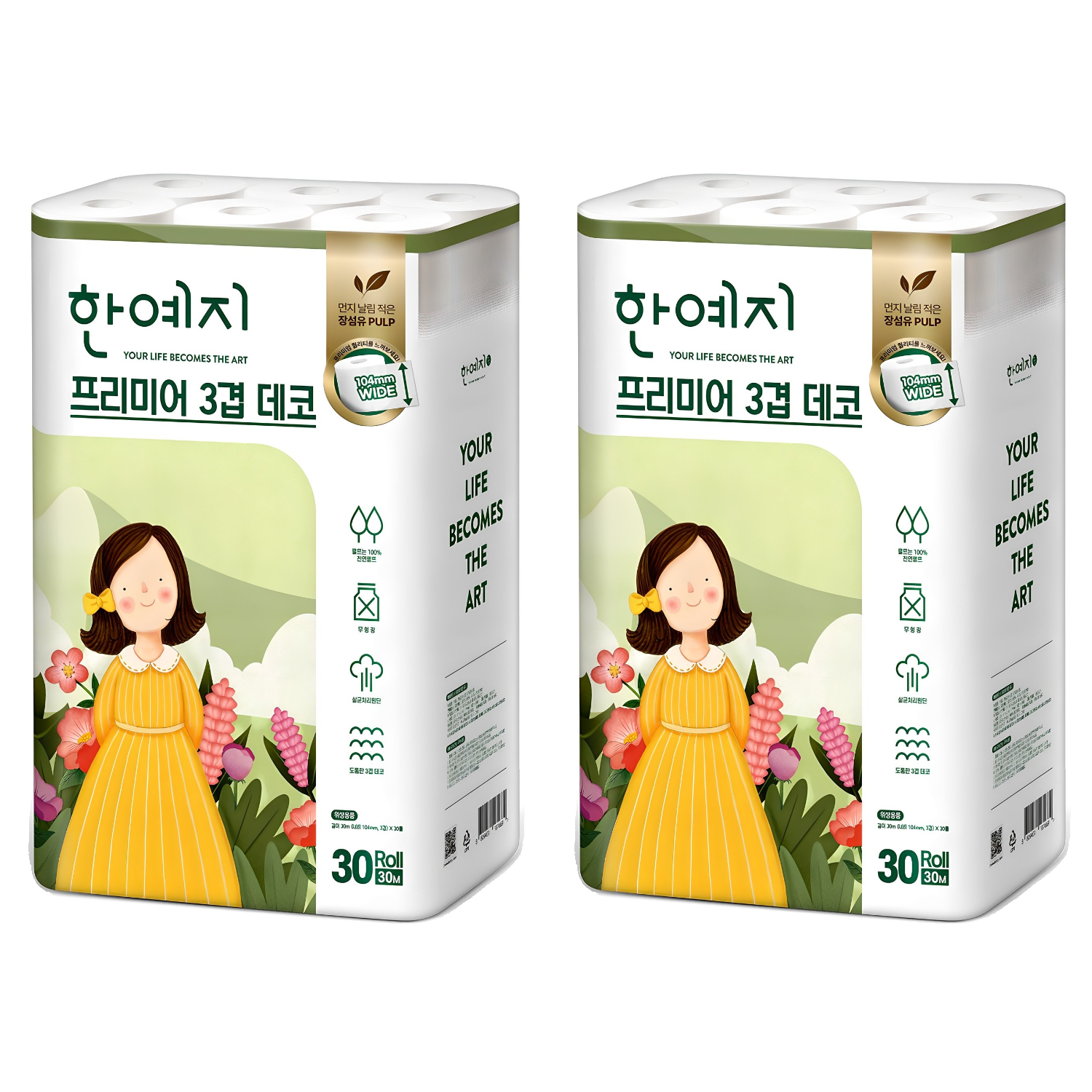 한예지 프리미어 천연펄프 3겹 데코 고급롤화장지, 30m, 30개입, 2개 28,300원