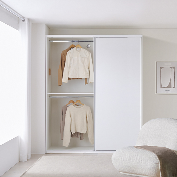 솔리에 더딥 속깊은 슬라이딩 옷장 E0등급 광폭 화이트, 화이트 438,000원