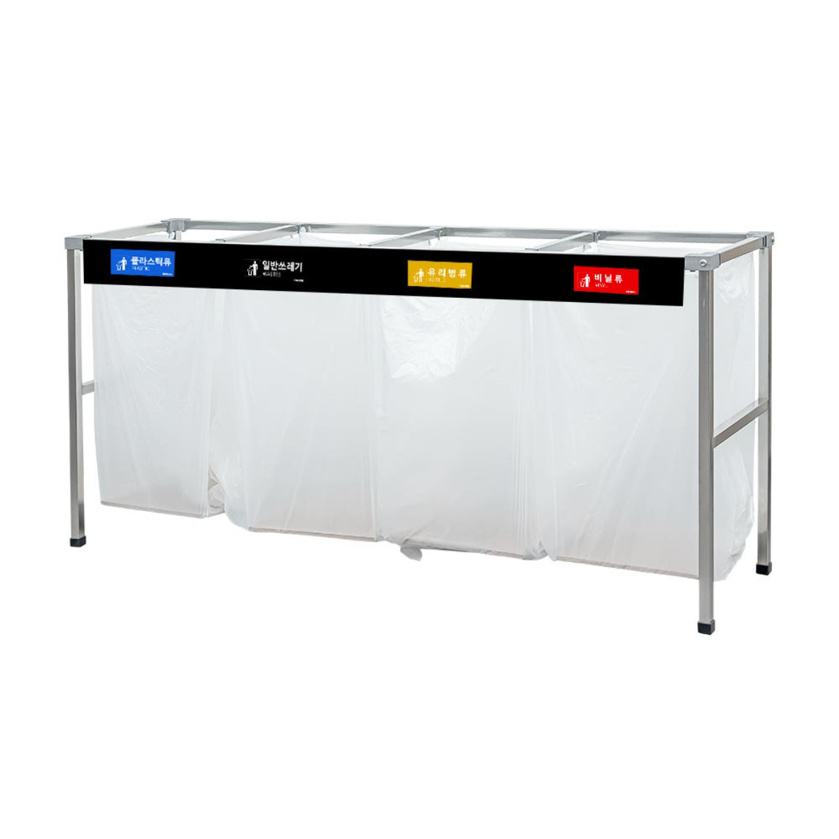 이지클립 스텐레스 아파트 야외 대형 재활용 분리수거함 분리수거대 마대 거치대, 이지클립 4구 명판형 106,900원