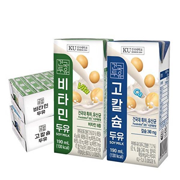 건국유업 [T]건국두유 48팩 (고칼슘 두유 24팩 + 비타민 24팩) 23,900원