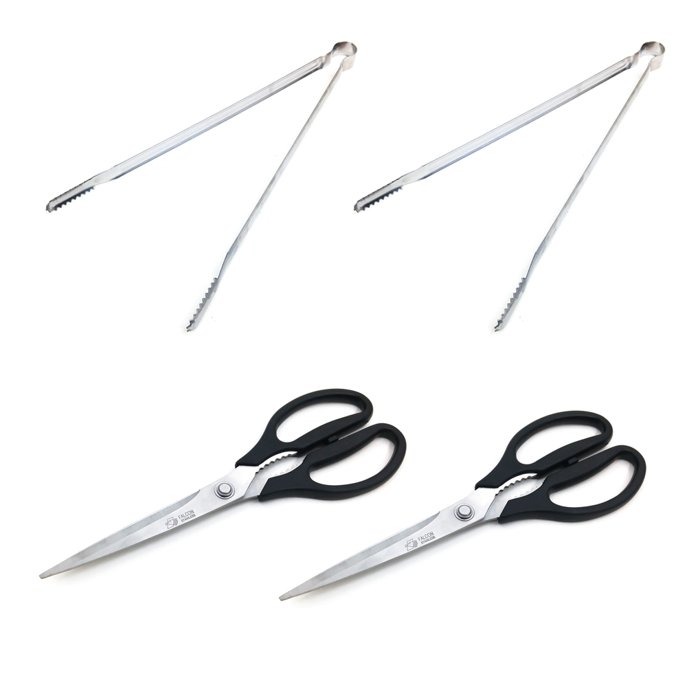 코코렉스 악어 스텐 캠핑 바베큐 숯 집게 특대 40cm 2p + 고급 주방 고기 양손 가위 2p 세트 14,050원