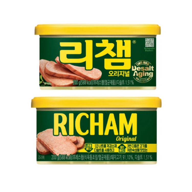 [돈육 90%이상 함유, 짜지않고 간이딱 맞는 맛있는 건강한 햄]동원 통조림햄 "리챔 오리지날 7+3사은품" [총 200그램,10EA+무료배송] 29,800원