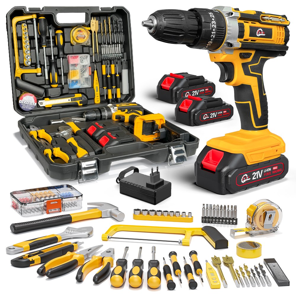 YUON 21V 전동드릴 올인원 전동 드릴 드라이버 충전 공구 배터리포함 풀세트, 1개 109,800원