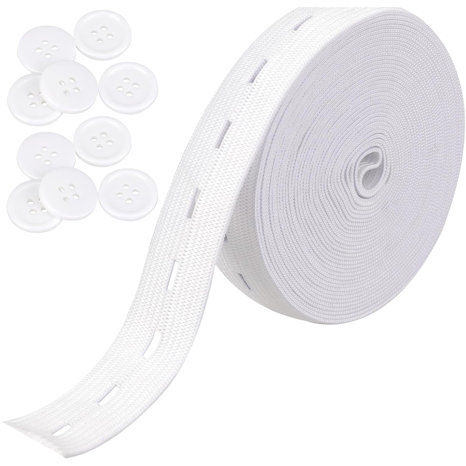 단추구멍 허리 고무밴드300cm + 10 단추, 1개, 화이트15mm 8,980원