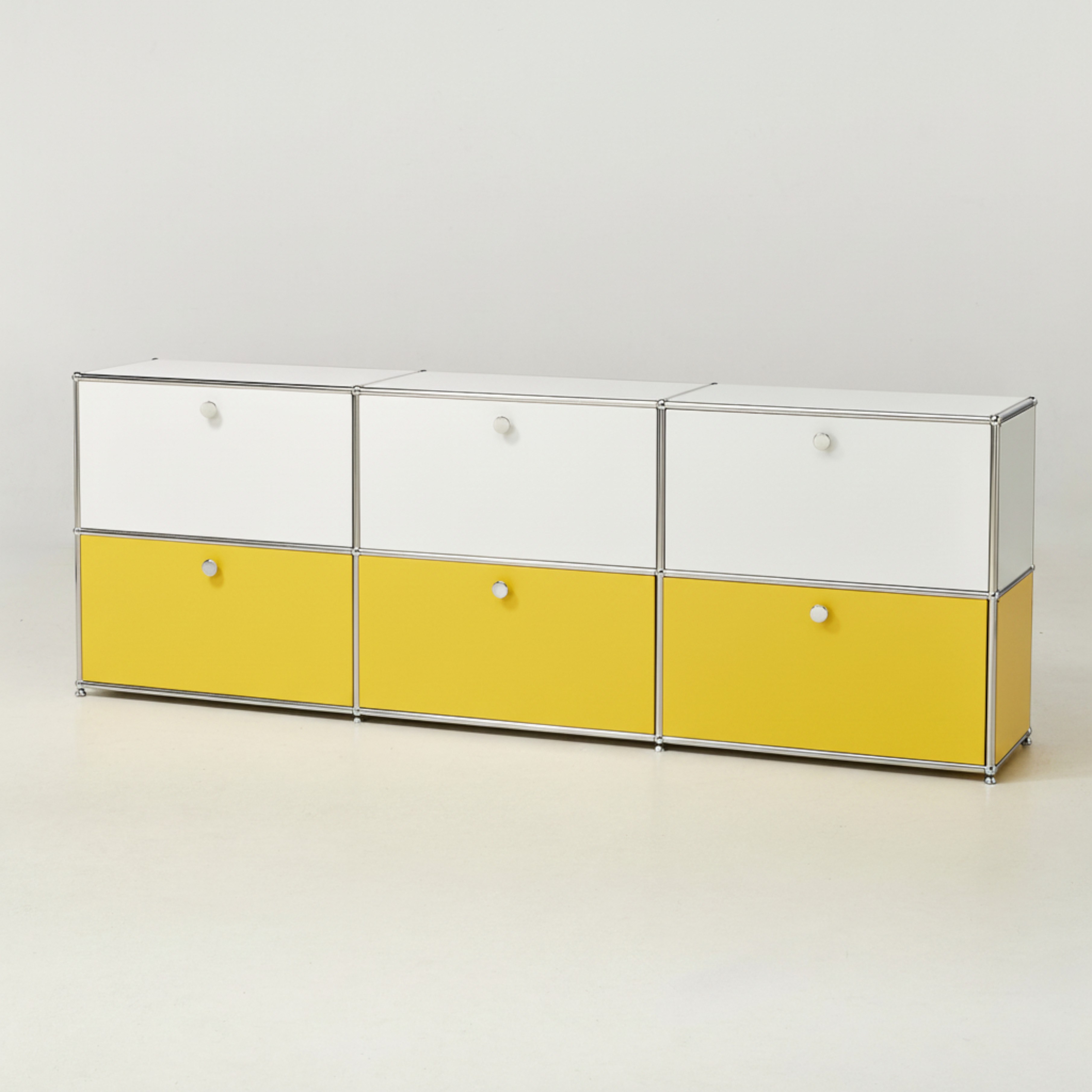 미드퍼 베이직 트리플2단 철제 미드센츄리 모듈 수납장 2250x400x790, 2단, 화이트 옐로우 콤비, 화이트 옐로우 콤비 1,150,000원