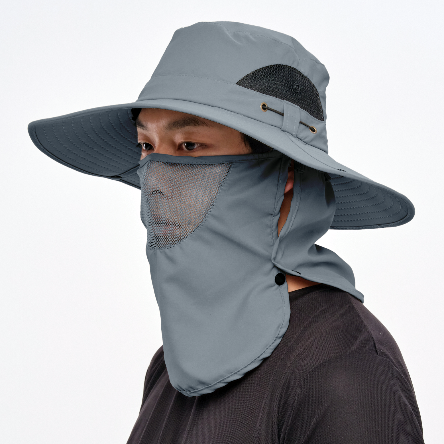 알파마운틴 자외선 차단 아웃도어 챙 모자 + 넥커버 세트, 다크그레이 8,700원