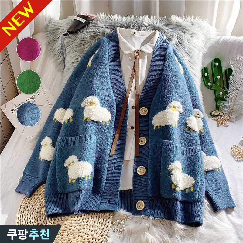 (완전 편한) 날씬해보이는 여성 귀여운 캐릭터 자수 니트 가디건 봄 신상 빅사이즈 브이넥 레드 블루 보송 루즈핏 캐주얼 코디 이쁜곳 스웨터 간절기 단추 자켓 코트 카디건 77 22,900원