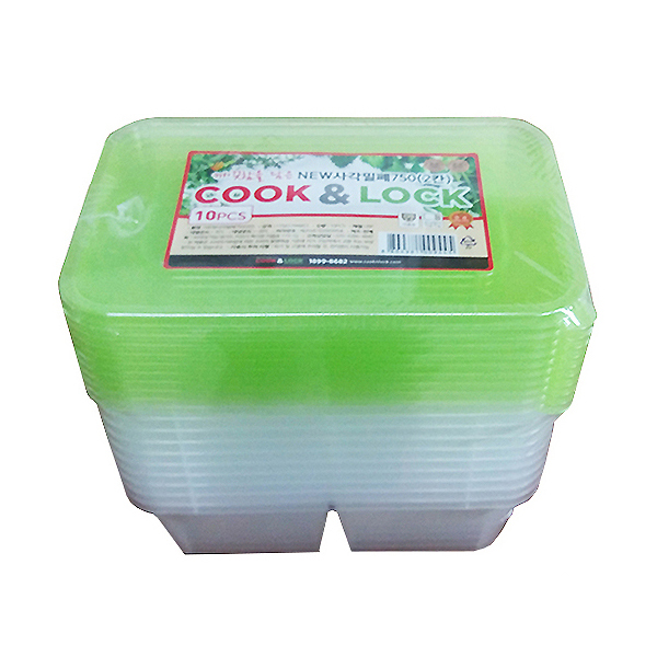 (한셀)쿡앤락 다용도 N직사각 밀폐용기 750(2칸) / 10개 13,200원