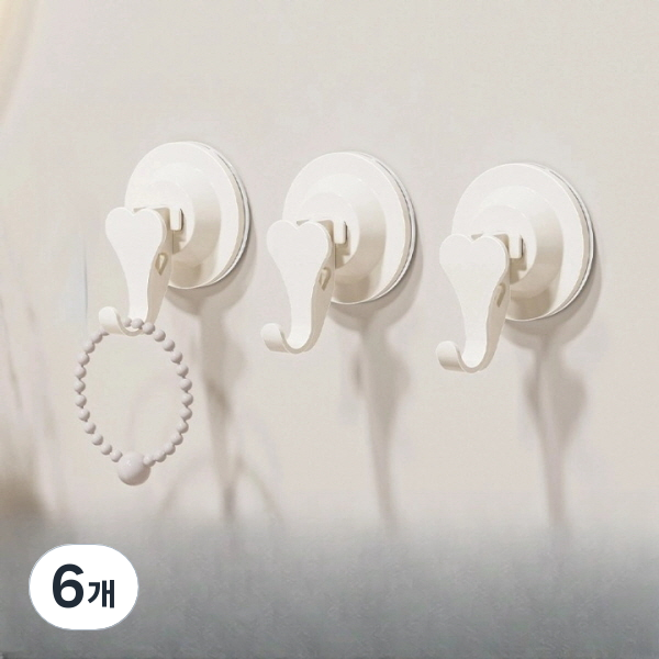 피어니스트 하트 흡착 후크 무타공 걸이, 화이트, 6개 27,200원