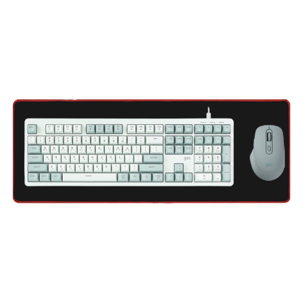 지클릭커 사무용 108키 풀윤활 플린저 유선 무소음 키보드 마우스 장패드 콤보 세트, 일반형, 그린 라이트, OPK129C 32,400원